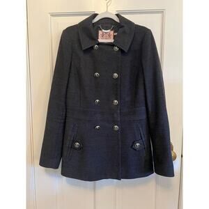 Juicy Couture Women's M Gunmetal Duffle Coat Peacoat Double Breasted Jacket Prep